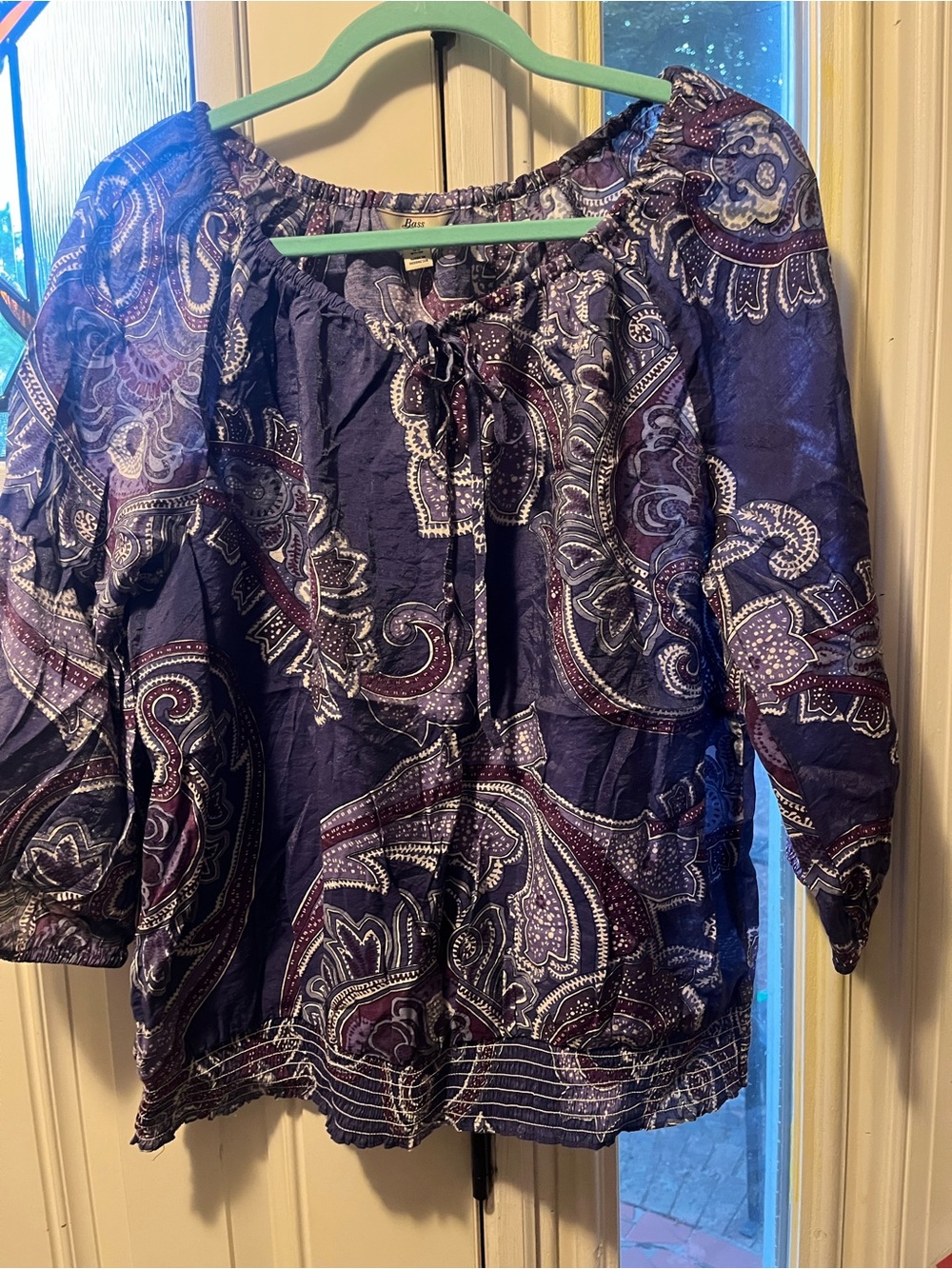 G.H. Bass & Co. Purple Paisley Peasant Blouse